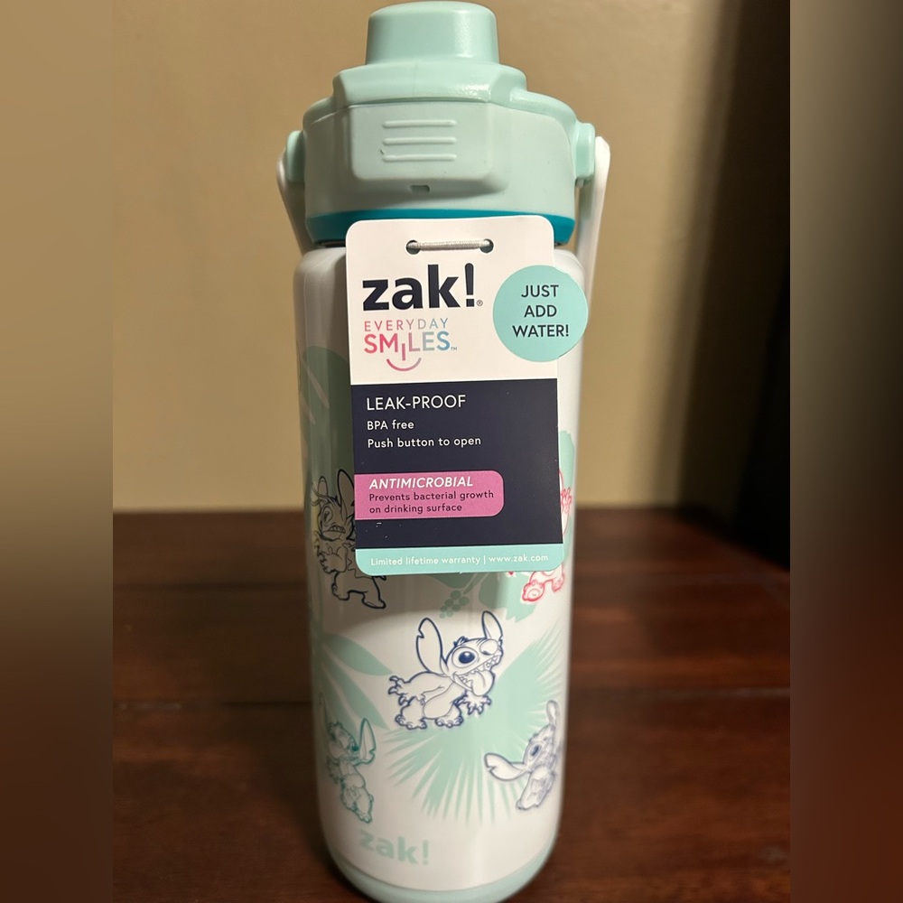 Zak Lilo & Stitch Bottle, 20oz, Stainless Steel, Straw, Anti Micro, Leak Proof